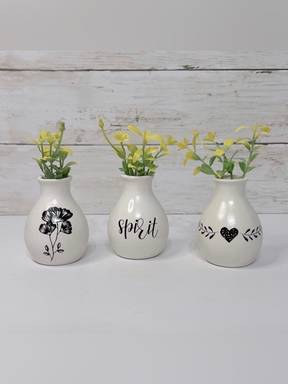 NEW Hand Painted Farmhouse Mini Bud Vase Set of 3